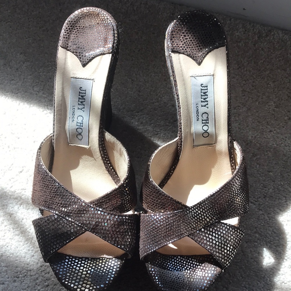 Jimmy Choo Brown Phyllis Embellished Suede Wedges